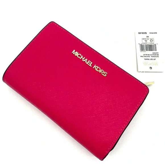 Michael Kors Medium Bifold Zip Chain Wallet Electric Pink (NWT) - Picture 8 of 9